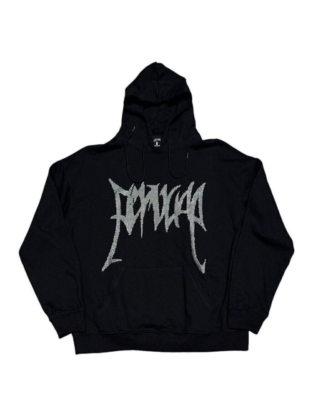 Rhinestone Bedazzled Gothic Asian Streetwear SUPEEON Black Hoodie Sweatshirt